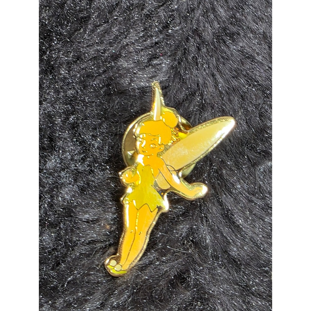 Disney Tinker Bell Enamel Pin Yellow Gold Tone Fairy Peter Pan Collectible